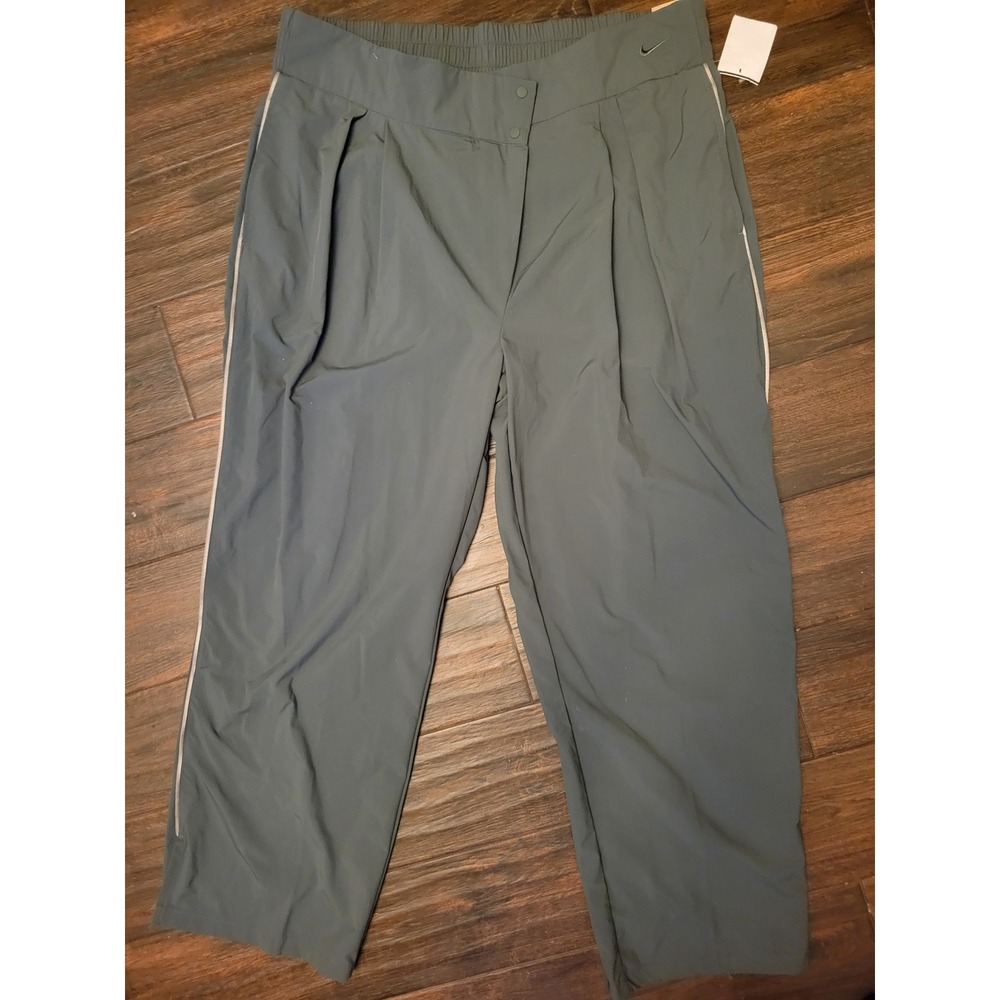Nike Womens XXL Mid Rise Pleated Trousers Dark Green ReflectiveDV054 NWT 804